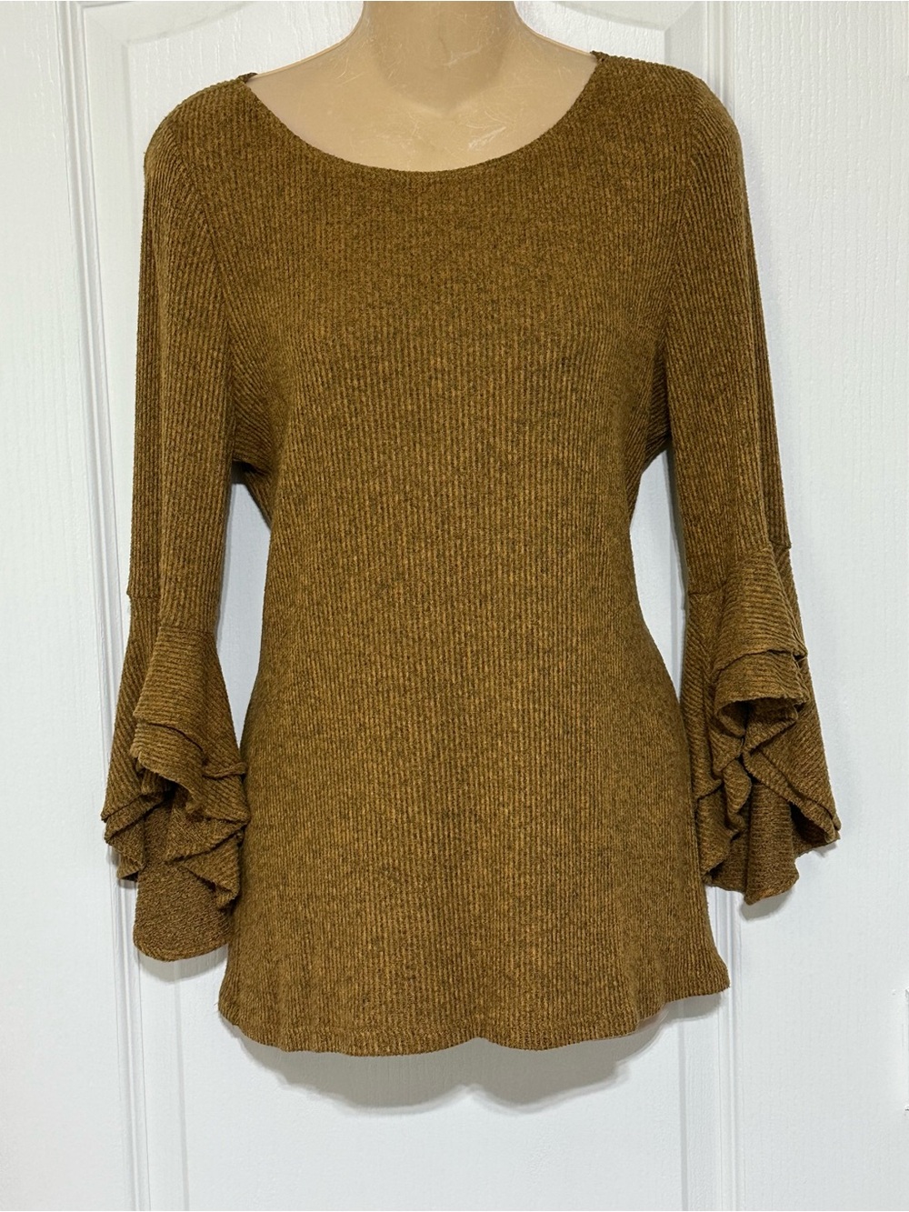Coco Bianco Ribbed Knit Top - Brown